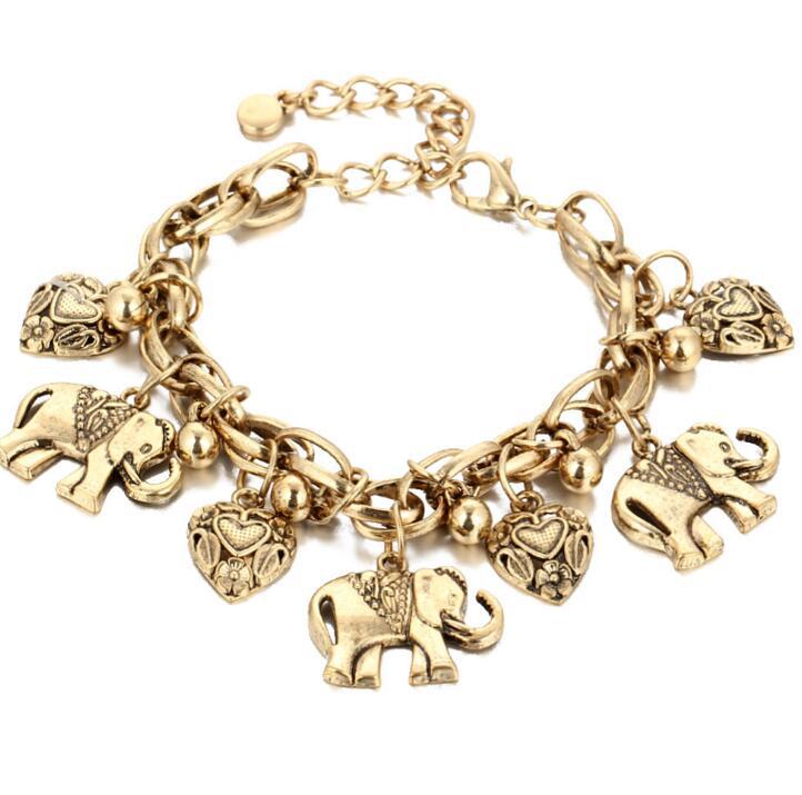 Vintage carved elephant anklet