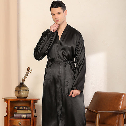 Men's Robe Ultra-thin Cardigan Nightgown Loose Plus Size