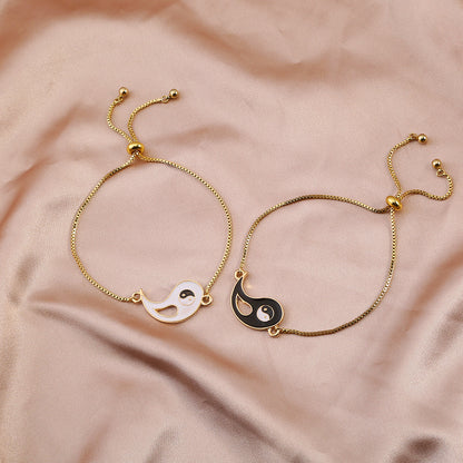 Copper Alloy Lovers Yin-yang Contraction Bracelet