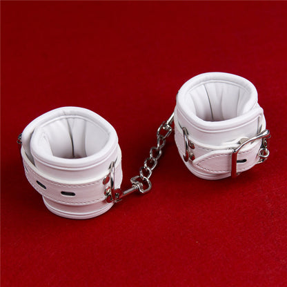 White Soft Leather Sponge Elastic Handcuffs Couple Bondage Anklecuffs