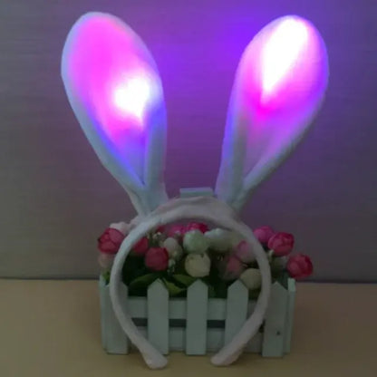 Girls Easter Bunny Ears Headband LED Glowing Rabbit Ears Headband Cosplay Zootopia Judy Hair Hoop Cute Headwear Hair Accessories