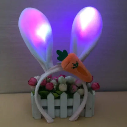 Girls Easter Bunny Ears Headband LED Glowing Rabbit Ears Headband Cosplay Zootopia Judy Hair Hoop Cute Headwear Hair Accessories