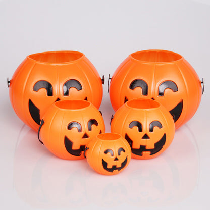 Halloween Decorations Portable Plastic Curved Eyes Smiley Pumpkin Bucket Bar Party Ornaments