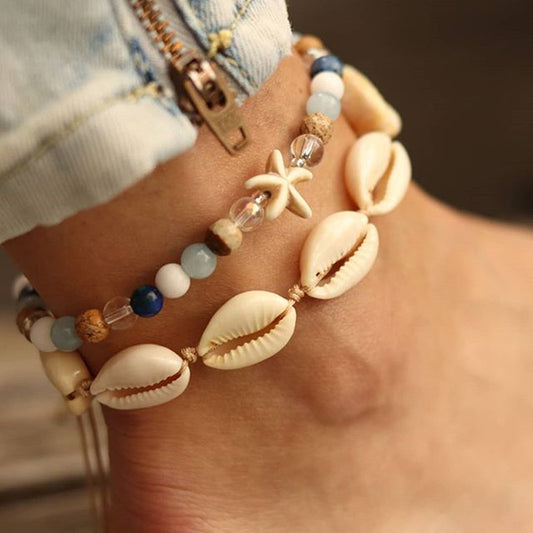 Shell Anklet Color Turquoise Multi-Piece Anklet