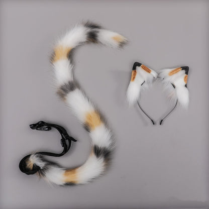 Three Flowers Cat Ears JK Tail Hair Accessories Simulation