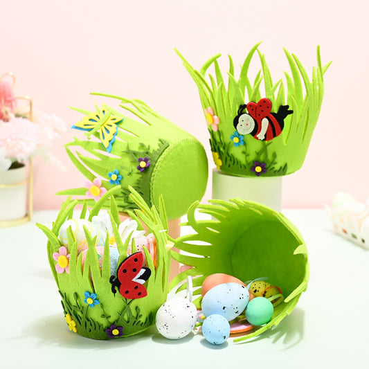 Easter Non-woven Round Basket Decoration Ornament