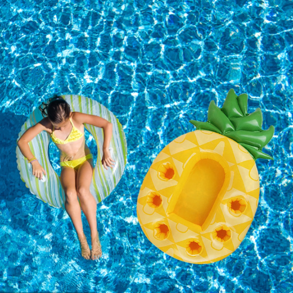 Inflatable Cup Holder Pineapple Drink Holder Swimming Pool Float Bathing Pool Toy Party Decoration Bar Coasters