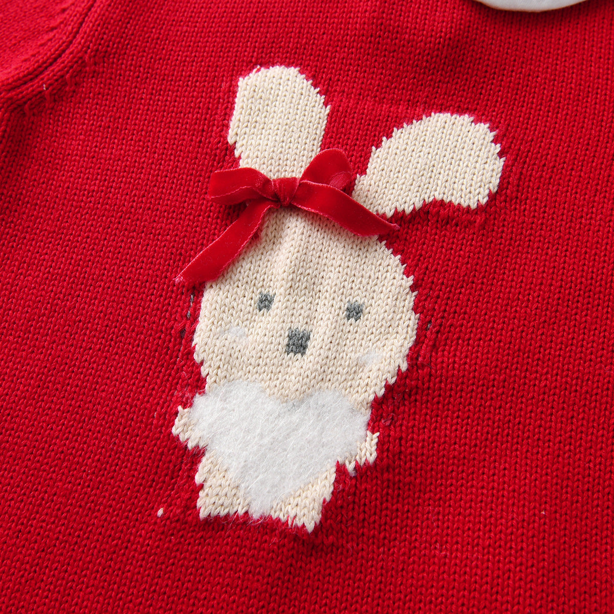 Baby Jumpsuit Red Rabbit Knitted