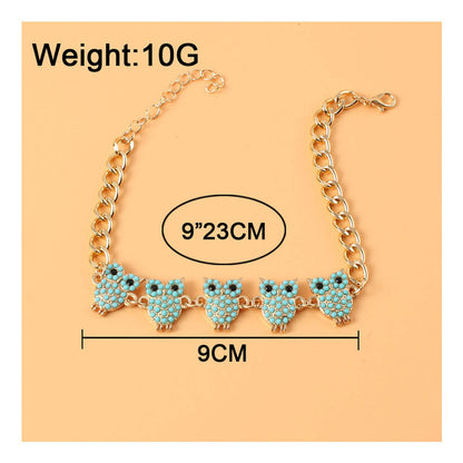 Vintage Alloy Owl Pendant Anklet Anklet