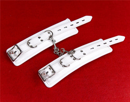 White Soft Leather Sponge Elastic Handcuffs Couple Bondage Anklecuffs