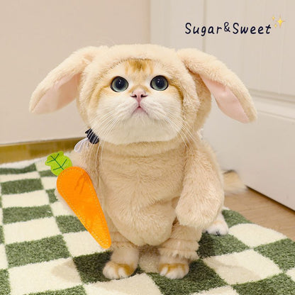 Cat Costume Rabbit Pet Leash Carrot Funny