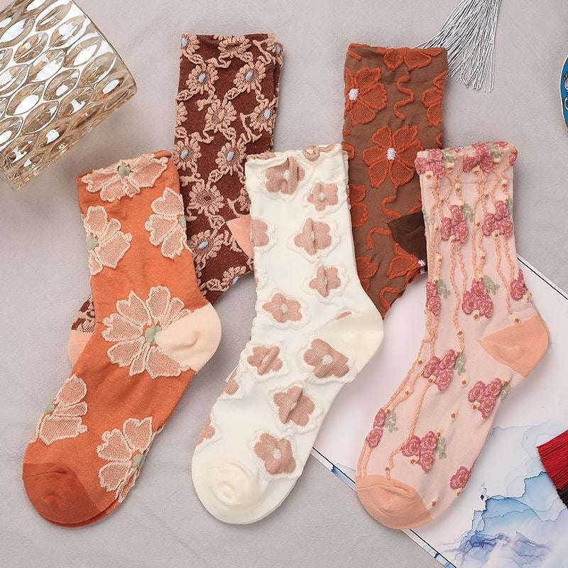 Renaissance Ethnic Floral Thigh High Socks Children