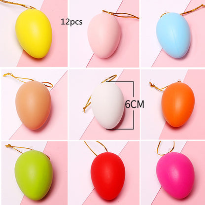 12 PCs Per Pack 642diy Easter Plastic Egg Can Hang Children Colorful Painting Plastic Box Simulation Eggs