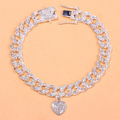 Diamond Heart Shaped Cuban Anklet Fashion Trend New Anklet