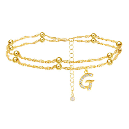 Double Letter Diamond Anklet