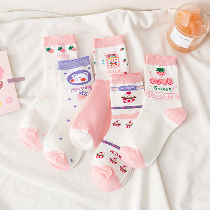 Mid-calf Autumn And Winter Pure Cotton Cartoon Cute Thigh High Socks