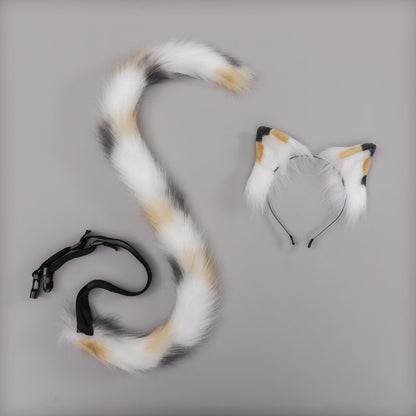 Three Flowers Cat Ears JK Tail Hair Accessories Simulation