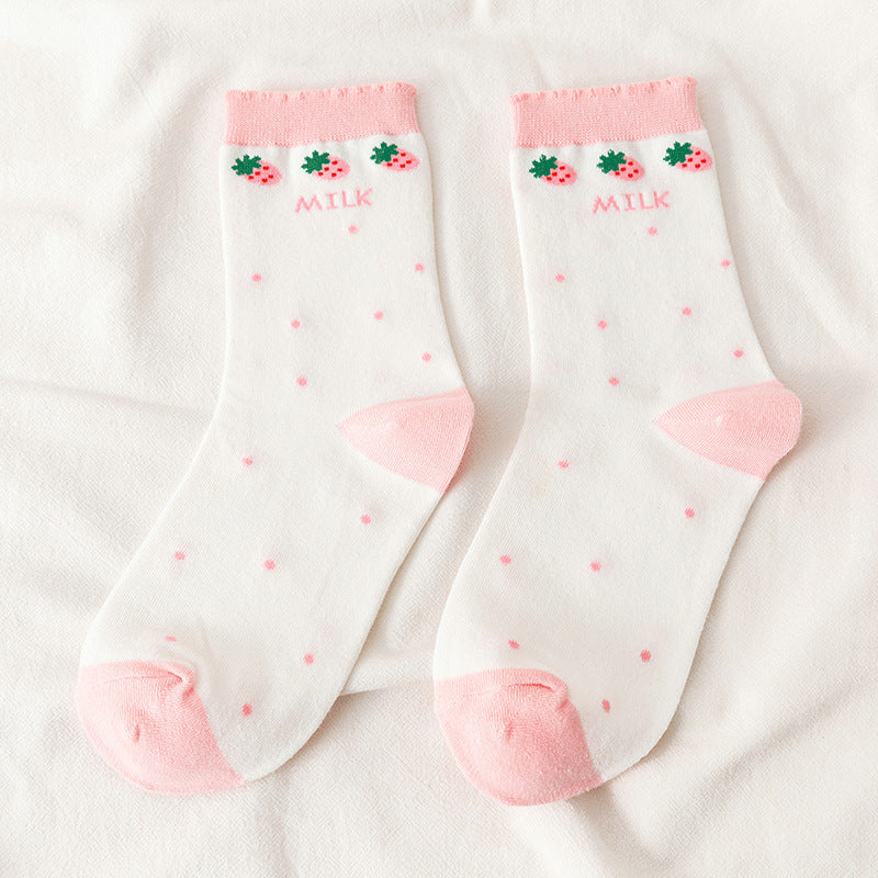 Mid-calf Autumn And Winter Pure Cotton Cartoon Cute Thigh High Socks