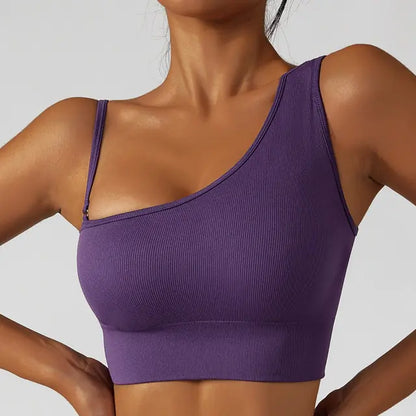 Summer Sexy Oblique Shoulder Yoga Clothes Tops