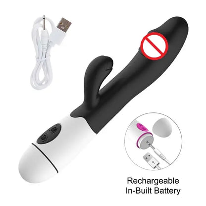 30 Speed Rechargeable Handheld Silicone Adult Clit Clitoral Clitoris Sex Toy G Spot Dual Motor Rabbit Vibrator for Women Female