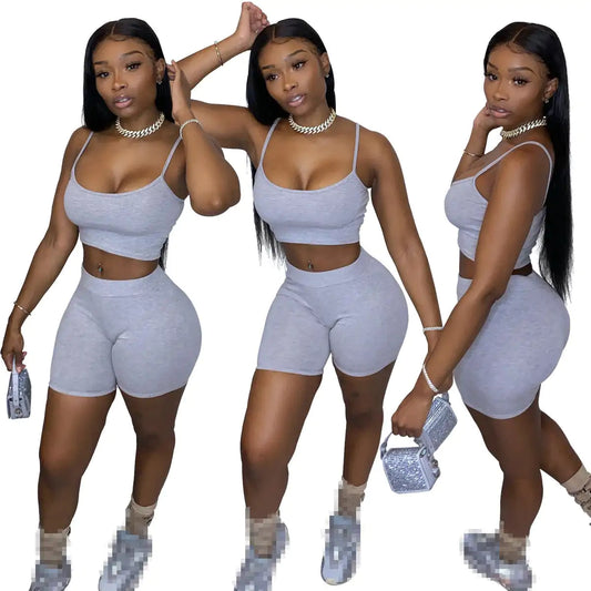 Crop Top Shorts Two Piece Set