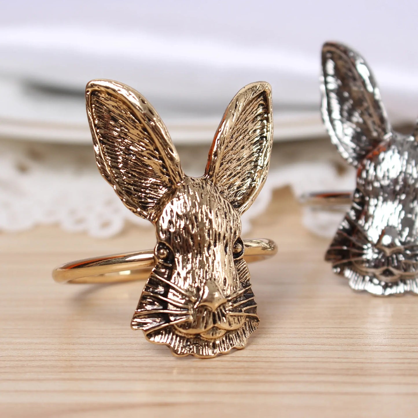 New Bunny Ears Napkin Rings Easter Rabbit Metal Serving Napkins Holder Home Table Art Decor And Accessor For Spring Christmas