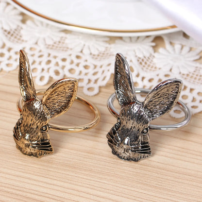 New Bunny Ears Napkin Rings Easter Rabbit Metal Serving Napkins Holder Home Table Art Decor And Accessor For Spring Christmas