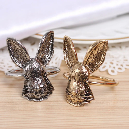 New Bunny Ears Napkin Rings Easter Rabbit Metal Serving Napkins Holder Home Table Art Decor And Accessor For Spring Christmas