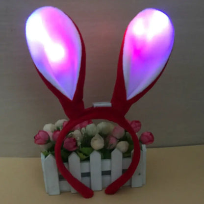 Girls Easter Bunny Ears Headband LED Glowing Rabbit Ears Headband Cosplay Zootopia Judy Hair Hoop Cute Headwear Hair Accessories