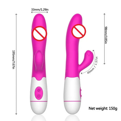 30 Speed Rechargeable Handheld Silicone Adult Clit Clitoral Clitoris Sex Toy G Spot Dual Motor Rabbit Vibrator for Women Female